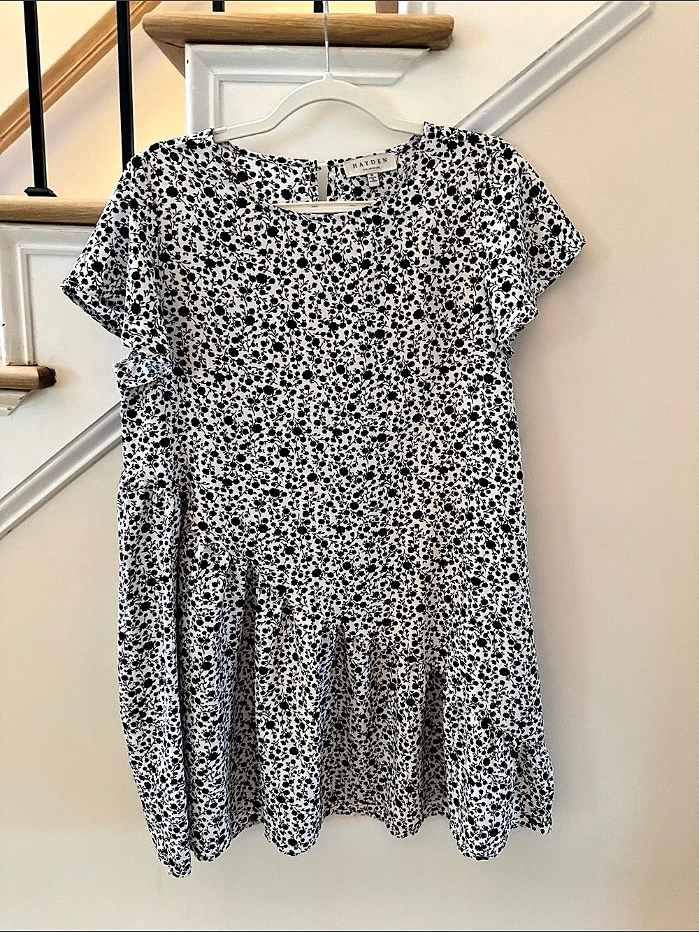 HAYDEN Floral Mini Dress in White & Black Size Medium Like New